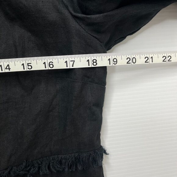 Chico's 100% Linen Black Bell Sleeve Open Jacket Fringe Trim Sz 0 US Sz S/4 NWT - Picture 8 of 10